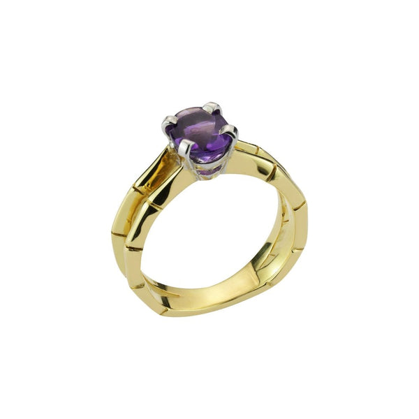 Finnies The Jewellers 18ct Yellow White Gold Oval Amethyst Dress Ring