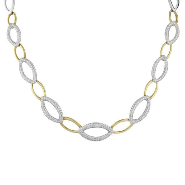 Finnies The Jewellers 18ct Yellow & White Gold Oval Linked Diamond Necklet