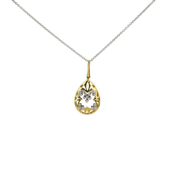 Finnies The Jewellers 18ct Yellow & White Gold Pear Shape Diamond Pendant