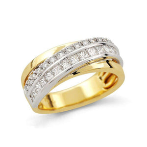 Finnies The Jewellers 18ct Yellow & White Gold Round Brilliant & Princess Cut Diamond Dress Ring