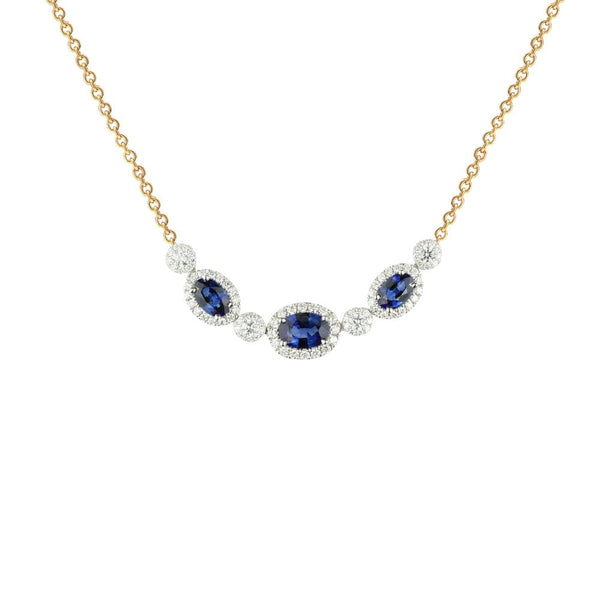 Finnies The Jewellers 18ct Yellow & White Gold Sapphire & Diamond Cluster Necklace