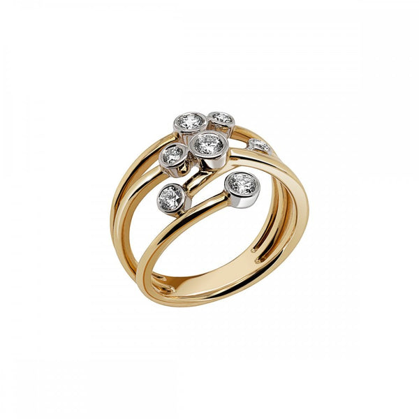 Finnies The Jewellers 18ct Yellow & White Gold Seven Diamond Rubover set Dress Ring