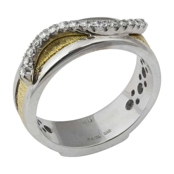 Finnies The Jewellers 18ct Yellow & White Gold Silk Diamond Wave Ring