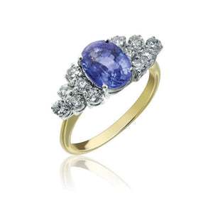 Finnies The Jewellers 18ct Yellow & White Gold Single Sapphire and Diamond Dress Ring