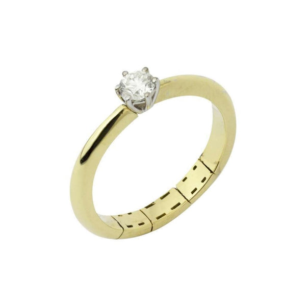 Finnies The Jewellers 18ct Yellow& White Gold Solitaire Diamond Expanding Ring 0.25ct