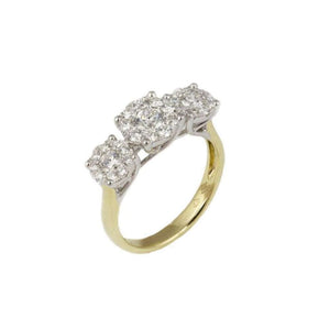 Finnies The Jewellers 18ct Yellow & White Gold Three Cluster Diamond Ring 1.00ct
