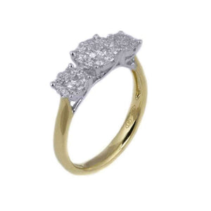 Finnies The Jewellers 18ct Yellow & White Gold Three Round Diamond Halo Set Ring 0.61ct