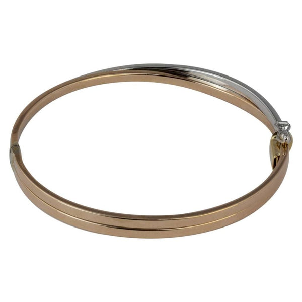 Finnies The Jewellers 9ct Rose and White Gold Crossover Hinged Bangle