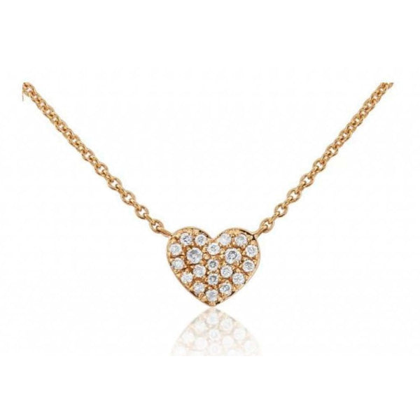 Finnies The Jewellers 9ct Rose Gold Diamond 0.07ct Heart Necklace on 16