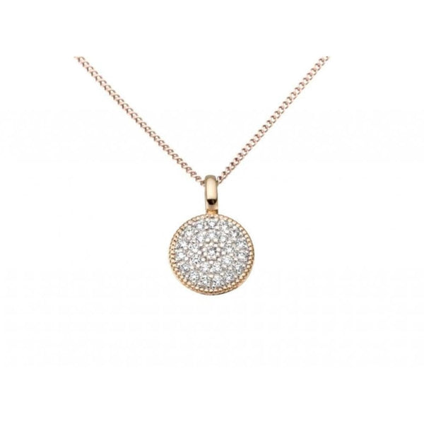 Finnies The Jewellers 9ct Rose Gold Diamond Cluster Round Bead Edged Pendant on 16
