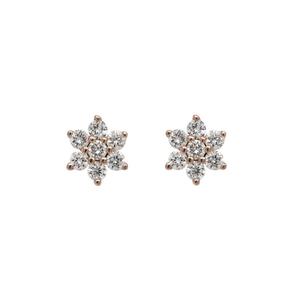 Finnies The Jewellers 9ct Rose Gold Diamond Set Cluster Stud Earrings