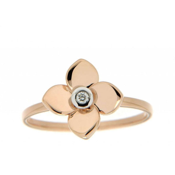 Finnies The Jewellers 9ct Rose Gold Diamond Set Flower Dress Ring