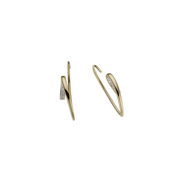 Finnies The Jewellers 9ct Rose Gold Diamond Set Pull Through Hoop Earrings
