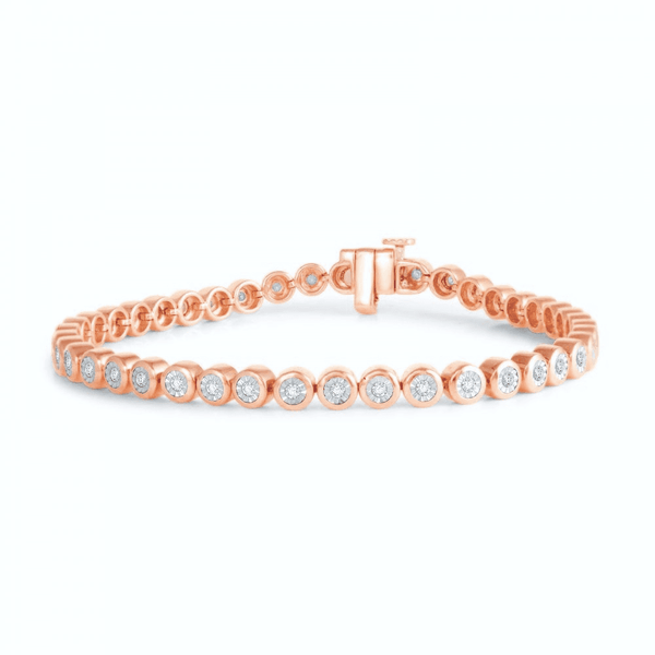 Finnies The Jewellers 9ct Rose Gold Diamond Tennis Bracelet,0.50ct