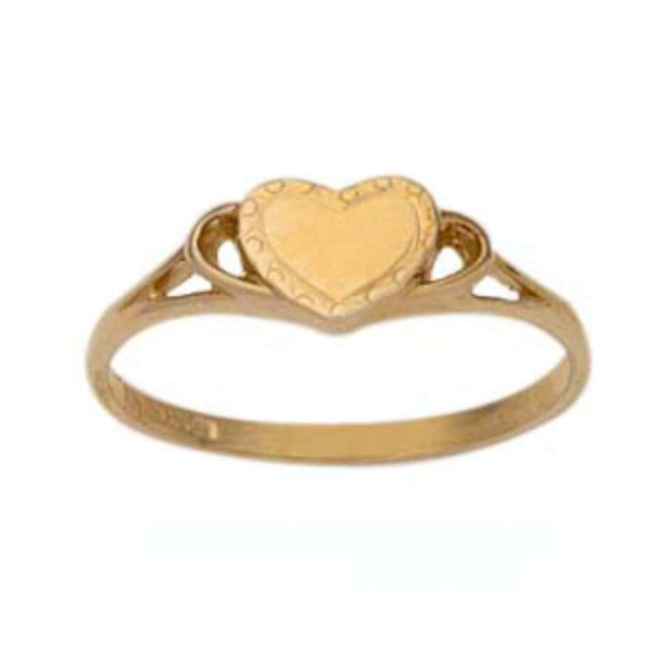 Finnies The Jewellers 9ct Rose Gold Engraved Edge Heart Signet with Open Shoulders
