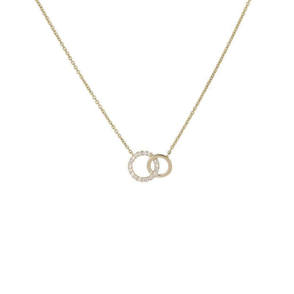 Finnies The Jewellers 9ct Rose Gold Linked Diamond Set and Polished Circles Necklace