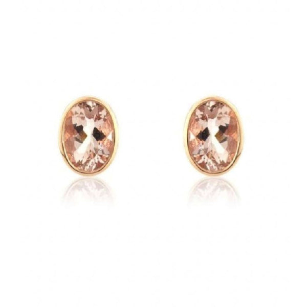 Finnies The Jewellers 9ct Rose Gold Oval Morganite Stud Earrings