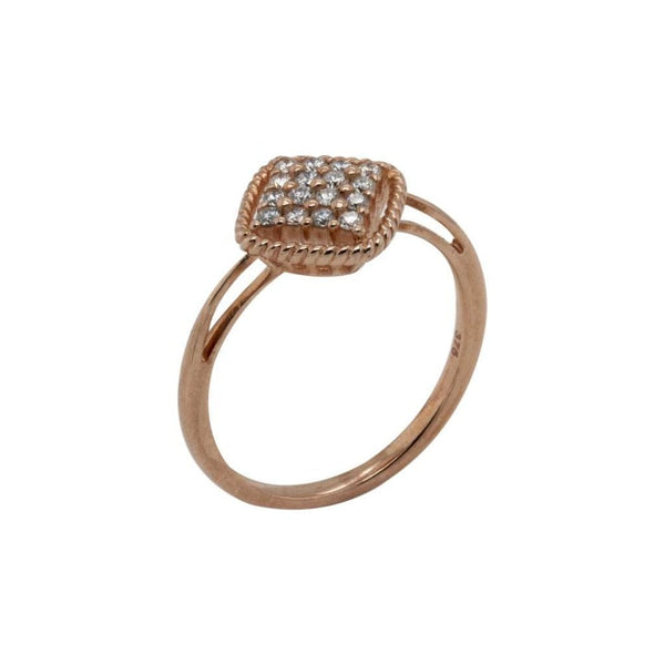 Finnies The Jewellers 9ct Rose Gold Rope Halo Diamond Cluster Square Dress Ring 0.20ct