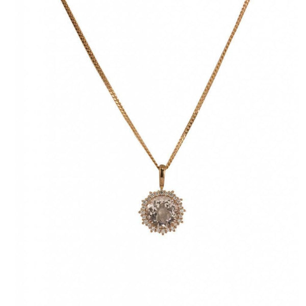 Finnies The Jewellers 9ct Rose Gold Round Morganite & Diamond Pendant