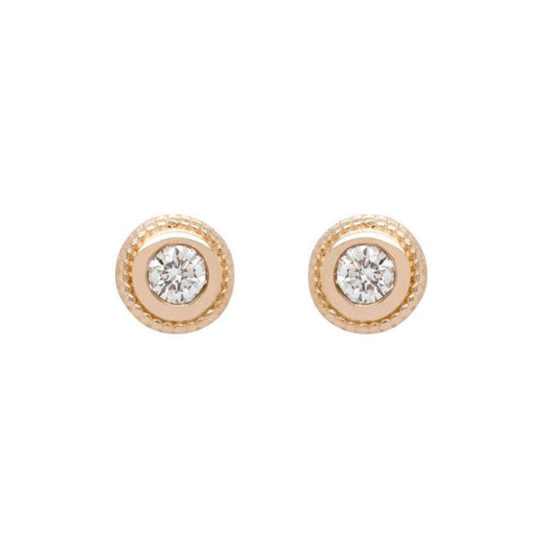 Finnies The Jewellers 9ct Rose Gold Solitaire Diamone Stud Earrings