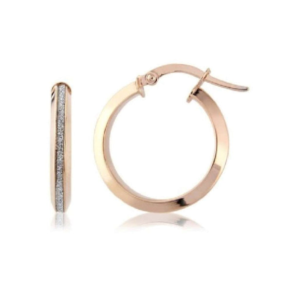 Finnies The Jewellers 9ct Rose & White Gold Glitter Hoop Earrings