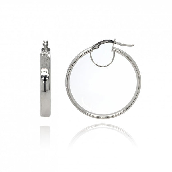 Finnies The Jewellers 9ct White Gold 3.5mm Creole Hoop Earrings