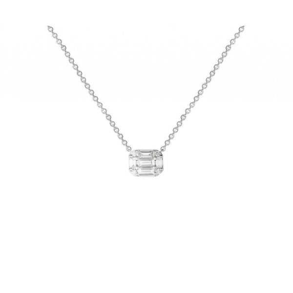 Finnies The Jewellers 9ct White Gold Baguette & Round Cut Diamond Pendant with Chain