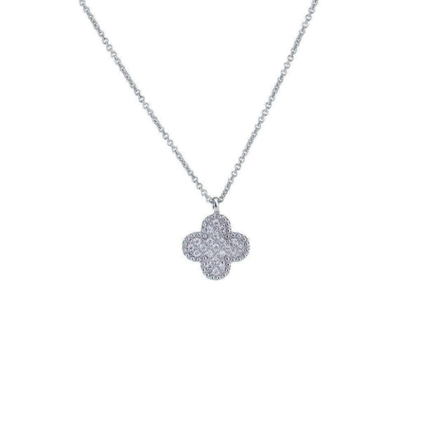 Finnies The Jewellers 9ct White Gold Bead  Set Diamond 0.07ct Fower Pendant 16