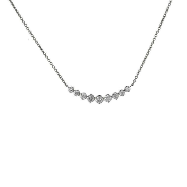 Finnies The Jewellers 9ct White Gold Curved Bar Diamond Necklace with 16