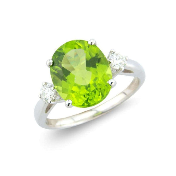 Finnies The Jewellers 9ct White Gold Diamond And Peridot Dress Ring