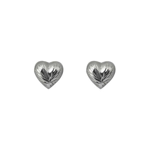 Finnies The Jewellers 9ct White Gold Diamond Cut Heart Stud Earrings