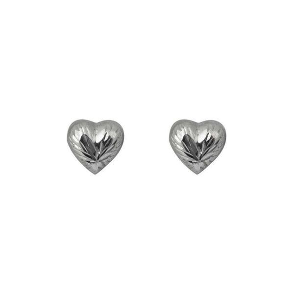 Finnies The Jewellers 9ct White Gold Diamond Cut Heart Stud Earrings