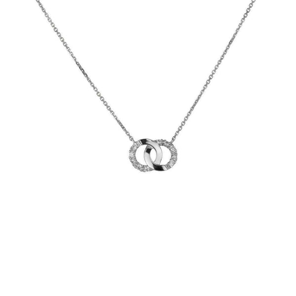 Finnies The Jewellers 9ct White Gold Diamond Entwined Double Circle Necklace 0.07ct