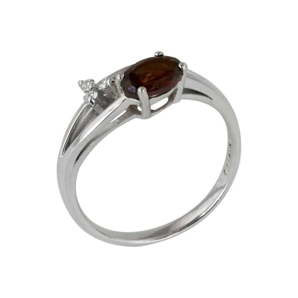 Finnies The Jewellers 9ct White Gold Diamond & Garnet Split Dress Ring