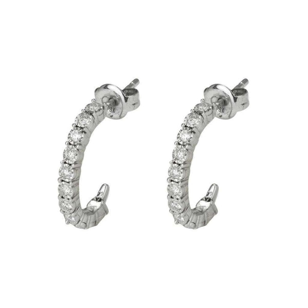 Finnies The Jewellers 9ct White Gold Diamond Half Hoop Earrings 0.12ct
