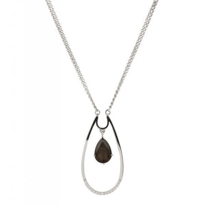 Finnies The Jewellers 9ct White Gold Diamond  Pear Shaped Smoky Quartz Pendant