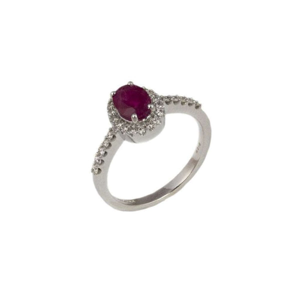 Finnies The Jewellers 9ct White Gold Diamond & Ruby Cluster Dress Ring