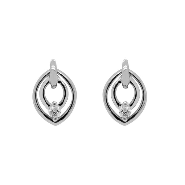 Finnies The Jewellers 9ct White Gold Diamond Set Double Pear Shaped Stud Earrings
