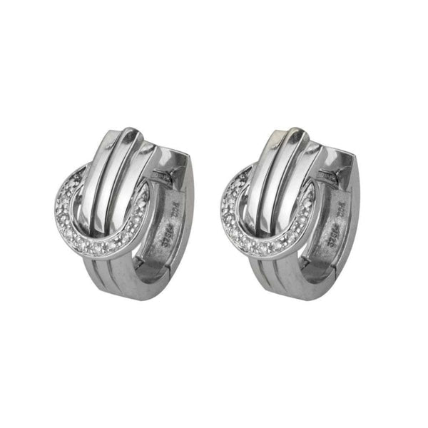 Finnies The Jewellers 9ct White Gold Diamond Set Hoop Earrings