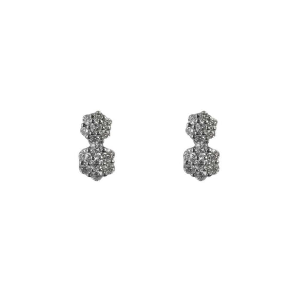 Finnies The Jewellers 9ct White Gold Diamond Two Cluster Drop Earrings
