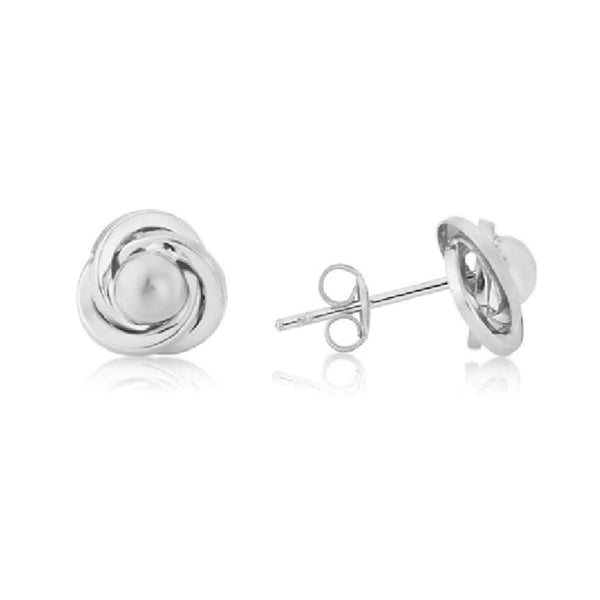 Finnies The Jewellers 9ct White Gold Knot Stud Earrings