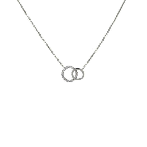 Finnies The Jewellers 9ct White Gold Linked Diamond Set and Polished Circles Necklace
