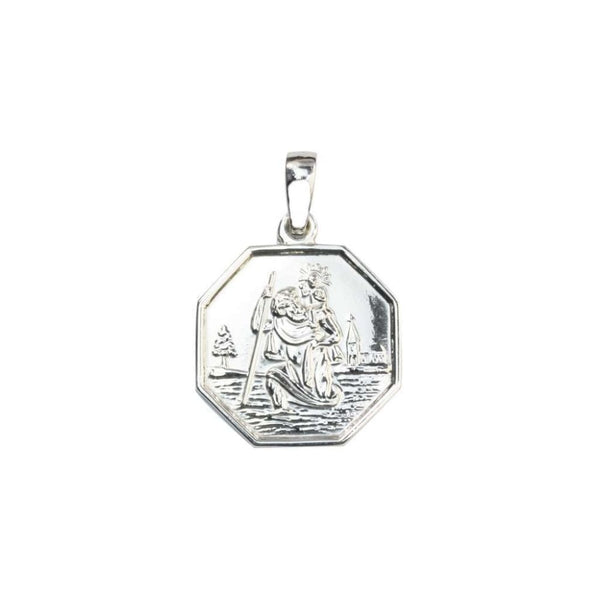 Finnies The Jewellers 9ct White Gold Octagonal Shaped St.Christopher