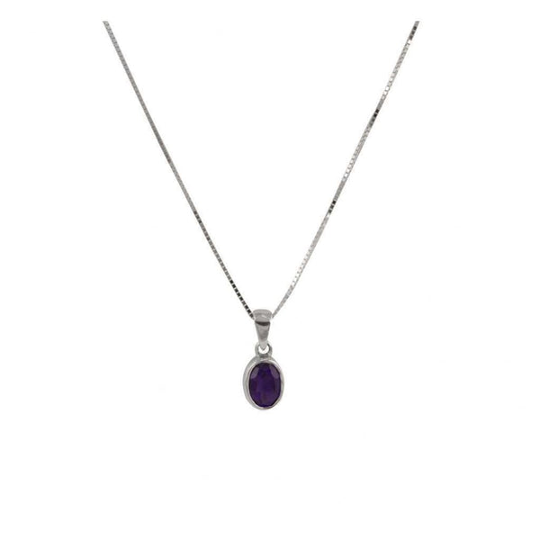 Finnies The Jewellers 9ct White Gold Oval Amethyst Pendant