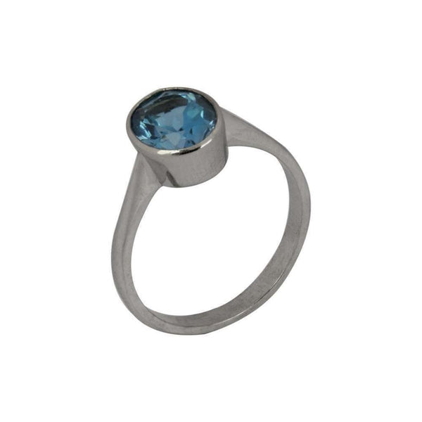 Finnies The Jewellers 9ct White Gold Oval Blue Topaz Dress Ring