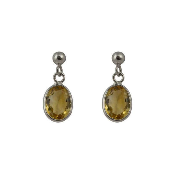 Finnies The Jewellers 9ct White Gold Oval Citrine Drop Earrings