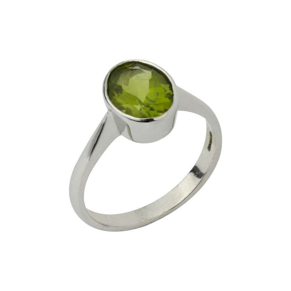 Finnies The Jewellers 9ct White Gold Oval Peridot Dress Ring Rubover Set
