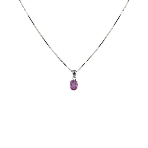 Finnies The Jewellers 9ct White Gold Oval Pink Sapphire Pendant