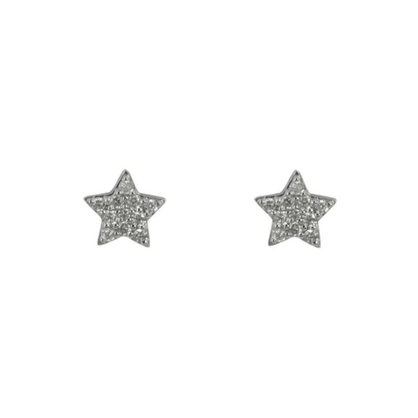 Finnies The Jewellers 9ct White Gold Pave` Set Diamond Star Stud Earrings