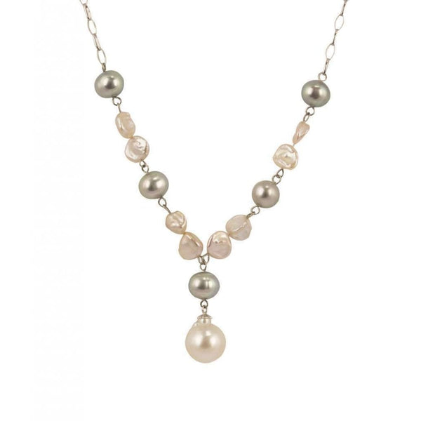 Finnies The Jewellers 9ct White Gold Pink & Grey Pearl Necklet